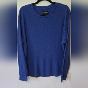 Lucky Brand Men's Blue 100% Cotton Therma Knit Long a sleeve Crew Shirt Size XL